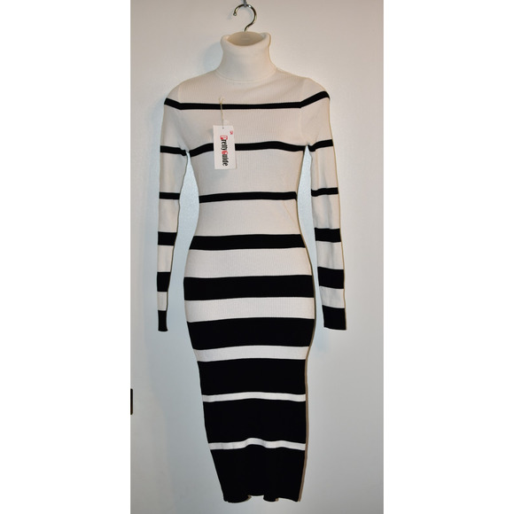 PrettyGuide Turtleneck Sweater Dress Long Sleeve Ribbed Stretch Midi Bodycon NWT - Picture 3 of 14